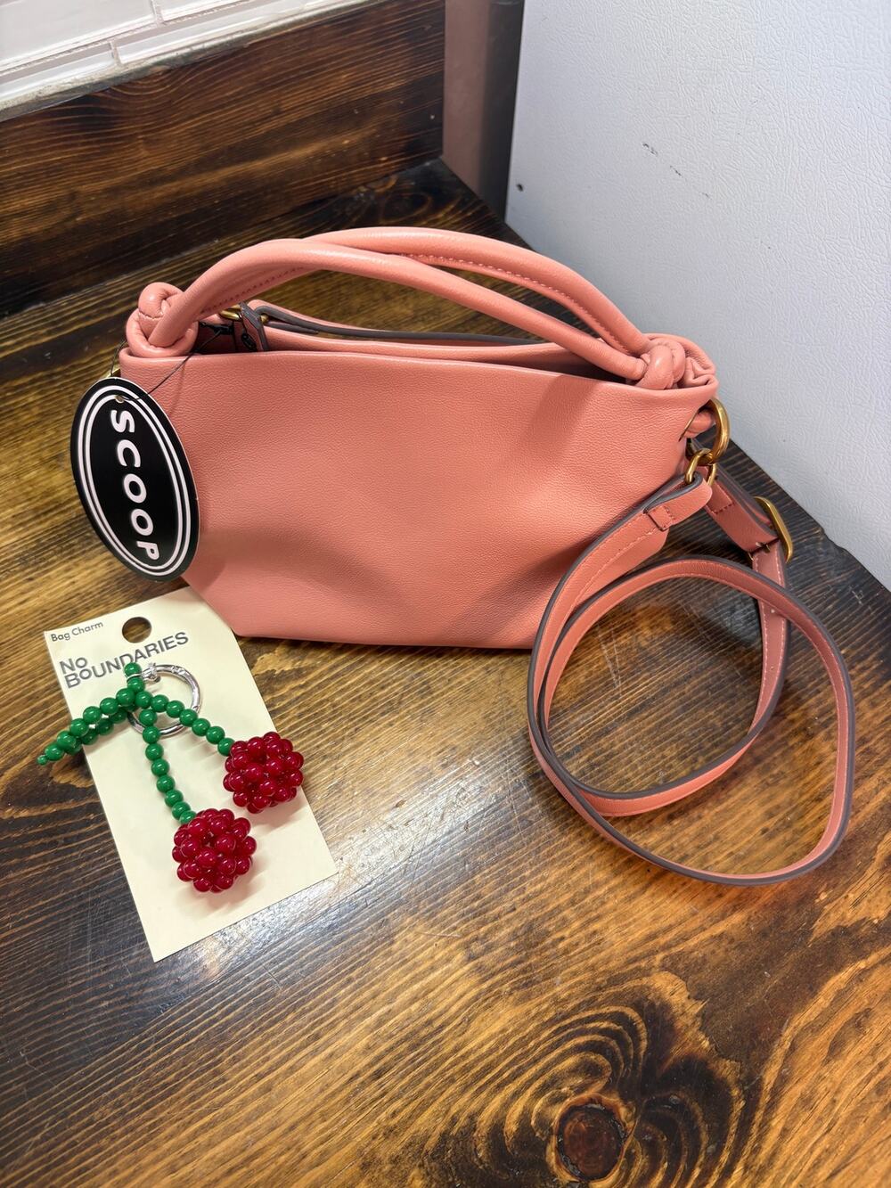 Scoop‎ Pink Faux Leather Mini Satchel Bag And Bag Charm